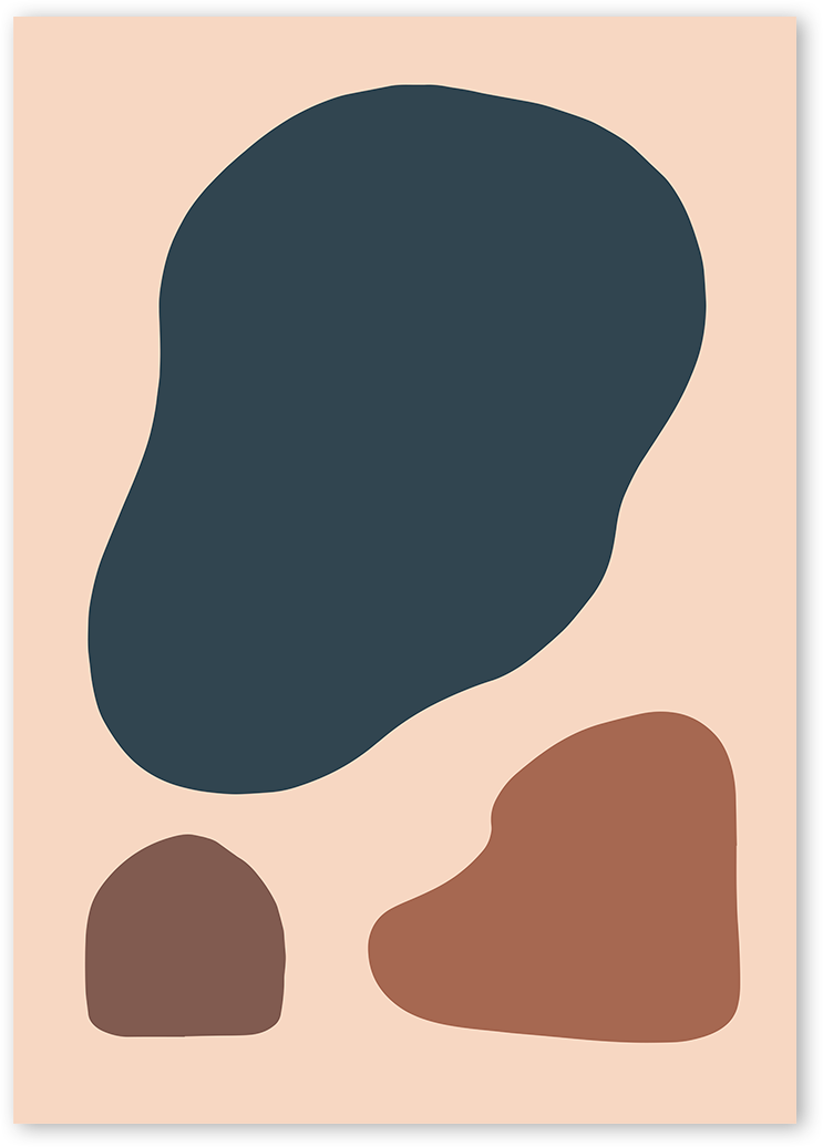 Poster of three geometric shapes in neutral colours. The shapes are arranged in a pleasing pattern on a beige background. The image is abstract and thought-provoking, and it could be used to inspire creativity or imagination.