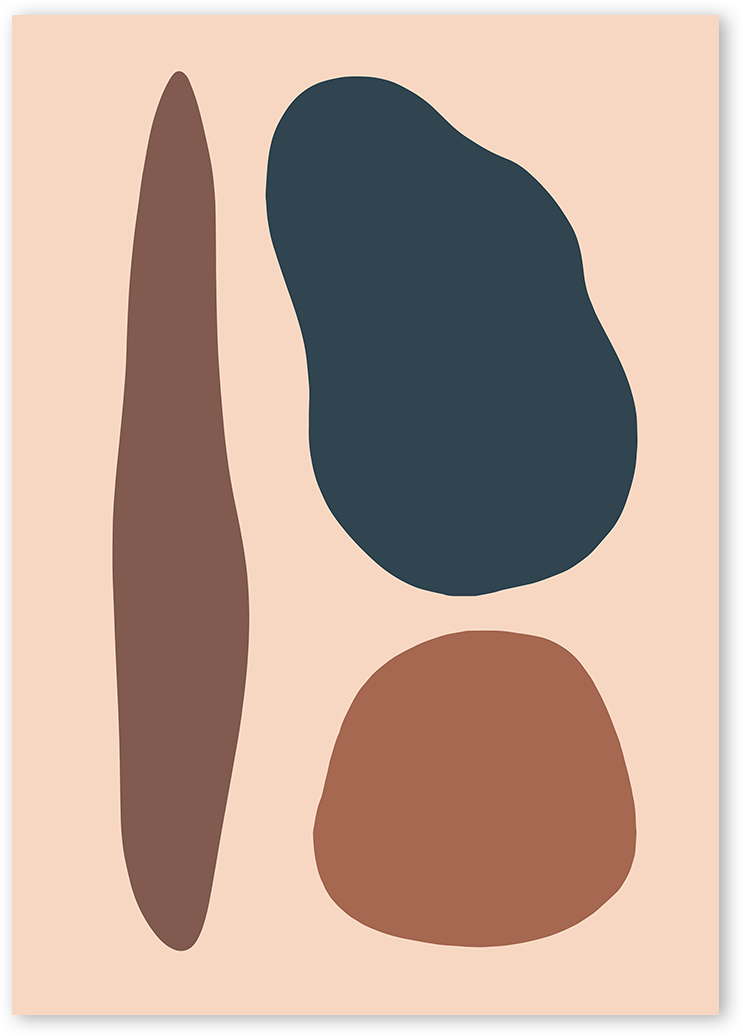 Poster of three geometric shapes in neutral colours. The shapes are arranged in a pleasing pattern on a beige background. The image is abstract and thought-provoking, and it could be used to inspire creativity or imagination.