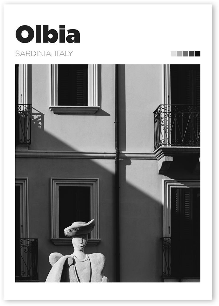 Black & White photography art of Olbia, Sardinia, Italy