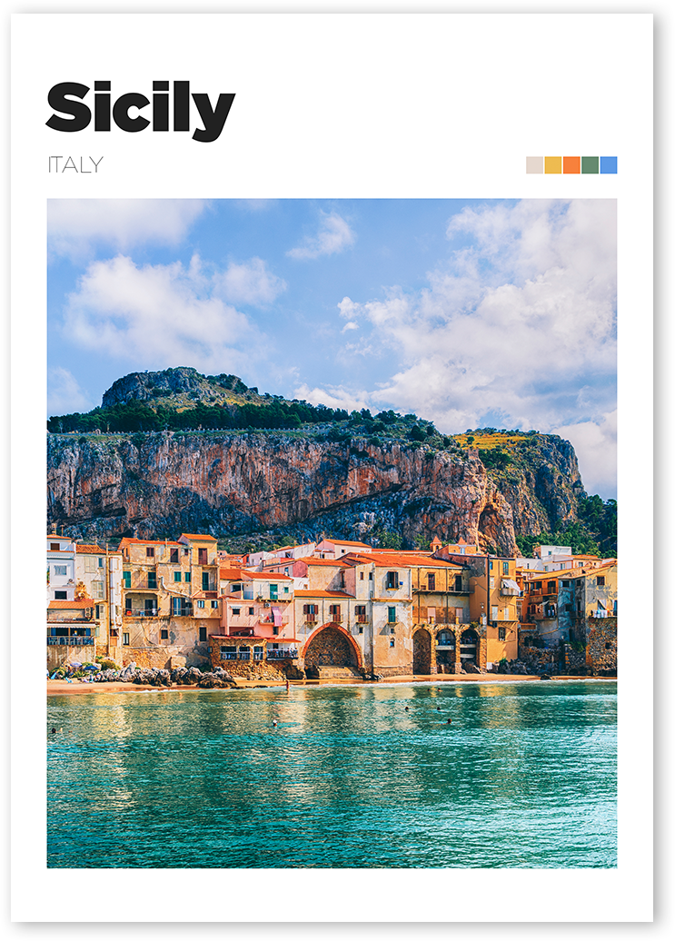 Travel poster of cityscape of Palermo, Sicily, Italy